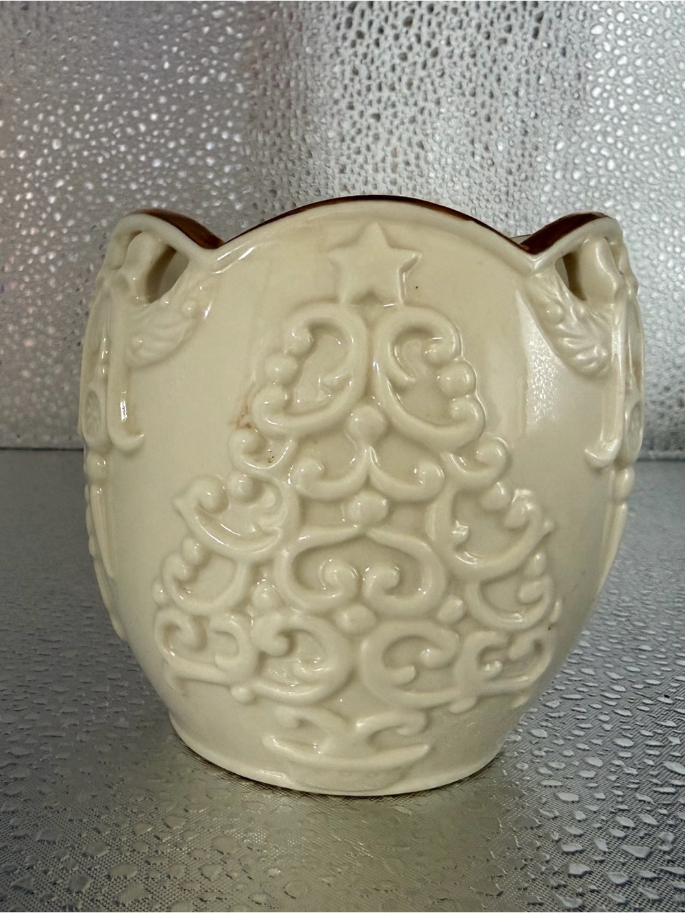 LENOX Merry Lights Tree Votive Candle Holder Porcelain Gold Trim